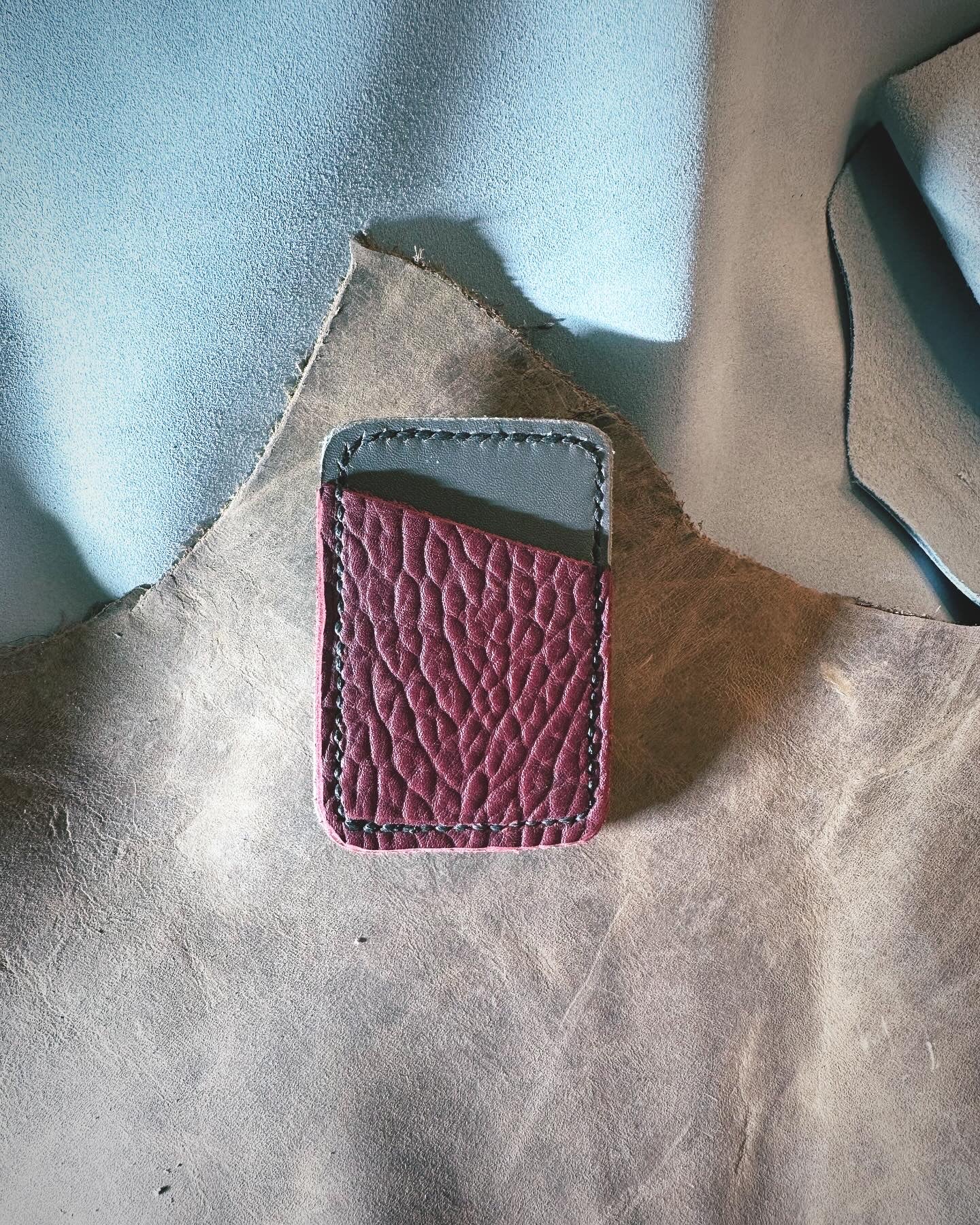 Two Pocket Full Grain Leather Card Sleeve / Card Holder / Card Sleeve / Exotic Leather Gifts / Everyday Carry Card Holder