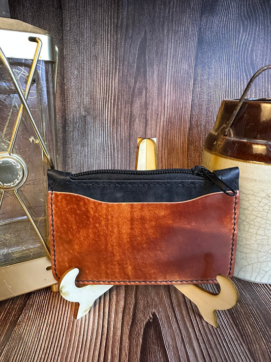 Shell Cordovan Zippered Leather Clutch / Handmade Leather Clutch Badalassi Carlo Pueblo Nero and Shell Cordovan